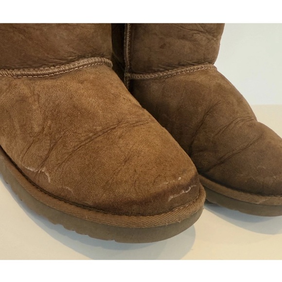 UGG Women's Chestnut Brown Bailey Bow II Short Sheepskin Boots  Size 5 - Picture 6 of 8